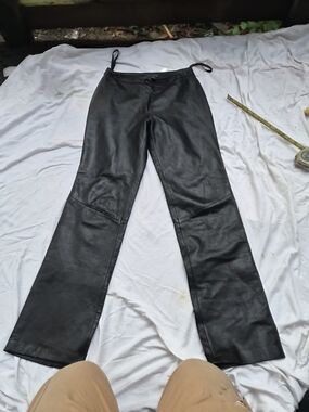 Copper Key Black Leather Straight Leg Biker Chic/ Grunge Pants Size 7